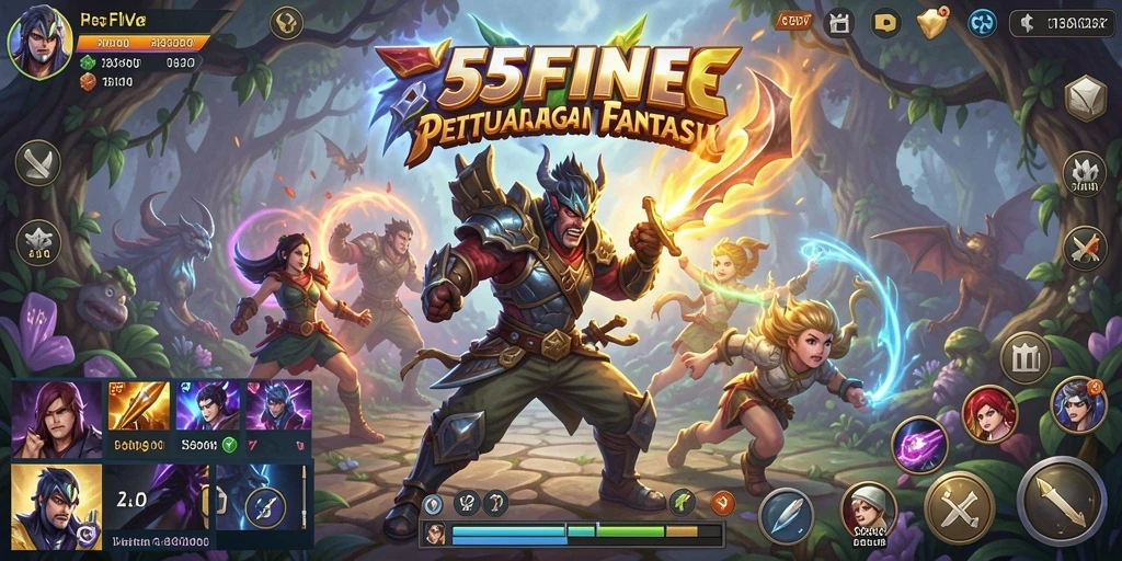 Tampilan gameplay dramatis dari 55FIVE yang penuh aksi.