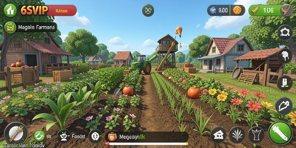 Screenshot gameplay <strong>6SVIP</strong> menampilkan suasana berkebun yang cerah dan menyenangkan.