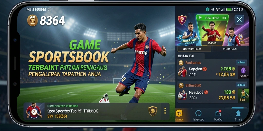 Screenshot menampilkan antarmuka aplikasi Sportsbook 8364 dengan opsi taruhan.