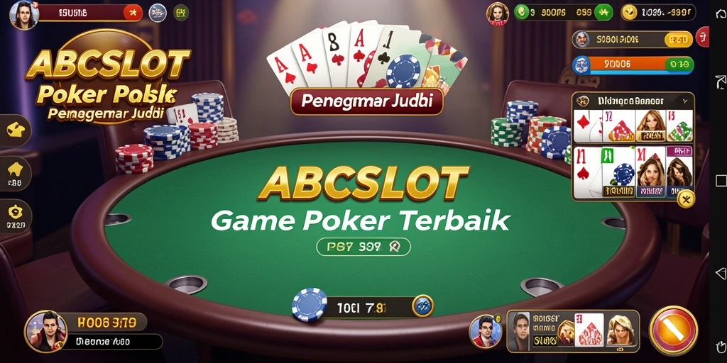 Tampilan gameplay seru di ABCSLOT dengan pemain Poker yang bersaing.