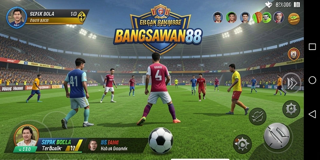 Tampilan gameplay menarik dari game sepak bola BANGSAWAN88.