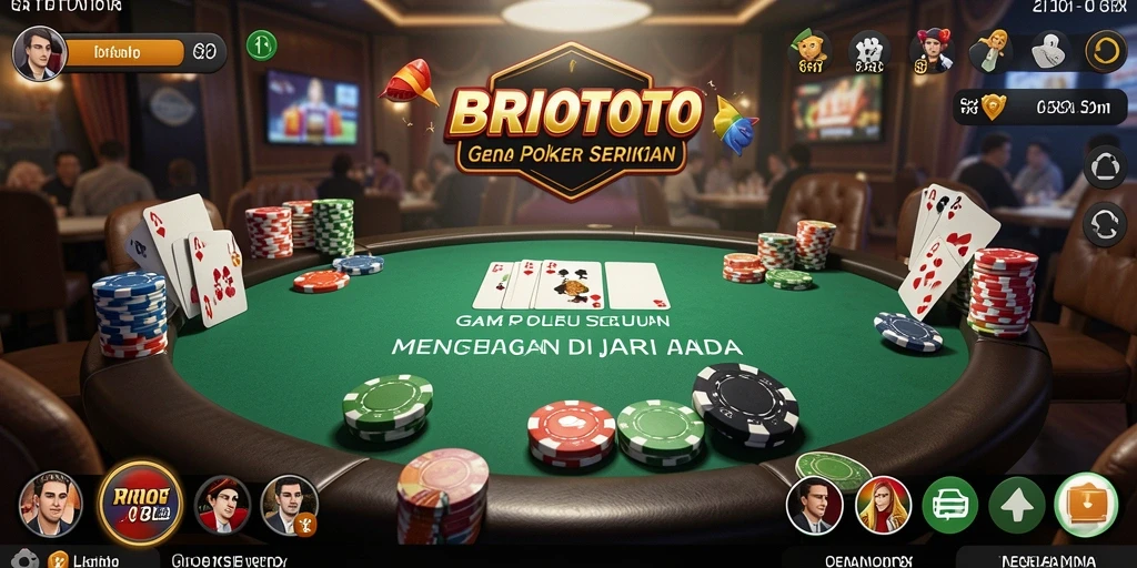 Screenshot permainan BRIOTOTO yang menunjukkan aksi poker yang mendebarkan.