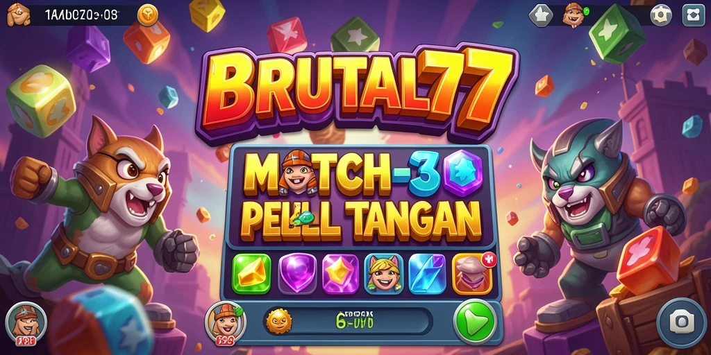 Tampilan menarik dari gameplay Match-3 BRUTAL77.