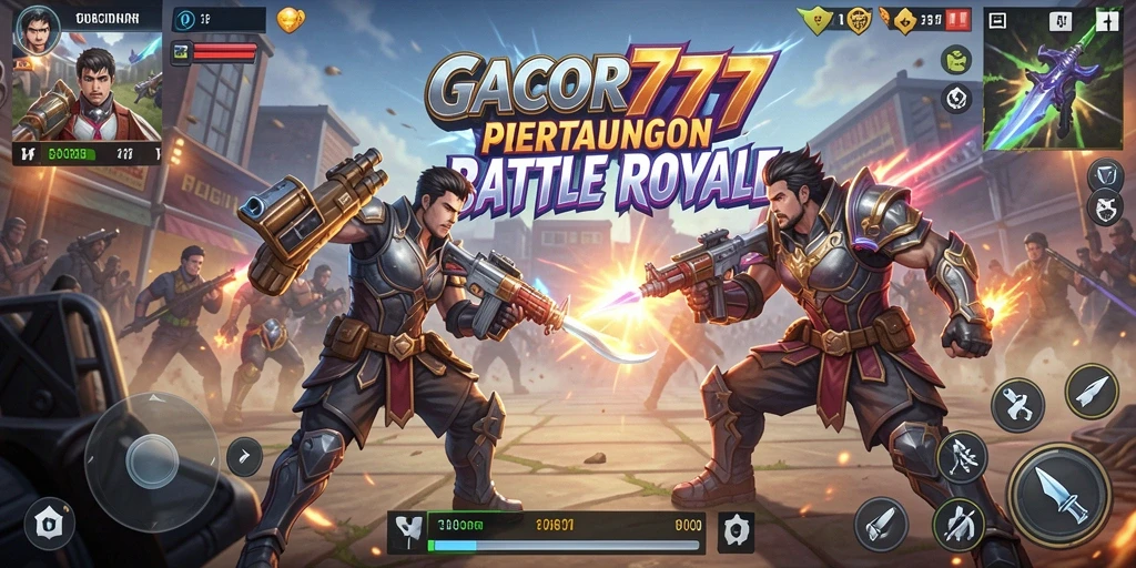Tangkapan layar utama GACOR777 dengan aksi Battle Royale yang mendebarkan.