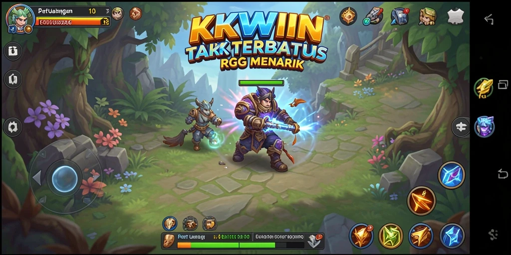 Screenshot menunjukkan aksi seru dalam pertarungan RPG.