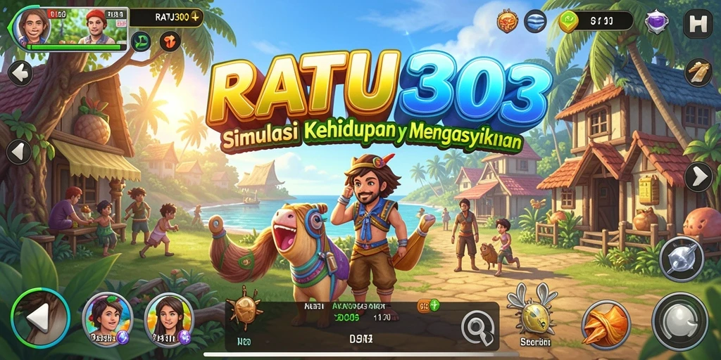 Screenshot gameplay RATU303 menampilkan karakter dalam aktivitas sehari-hari.