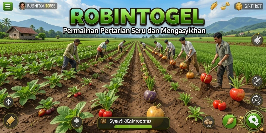 Tampilan gameplay menarik dari ROBINTOGEL dengan aktivitas pertanian.