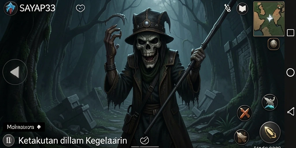 Gameplay horror SAYAP33 yang menegangkan dengan atmosfer gelap.