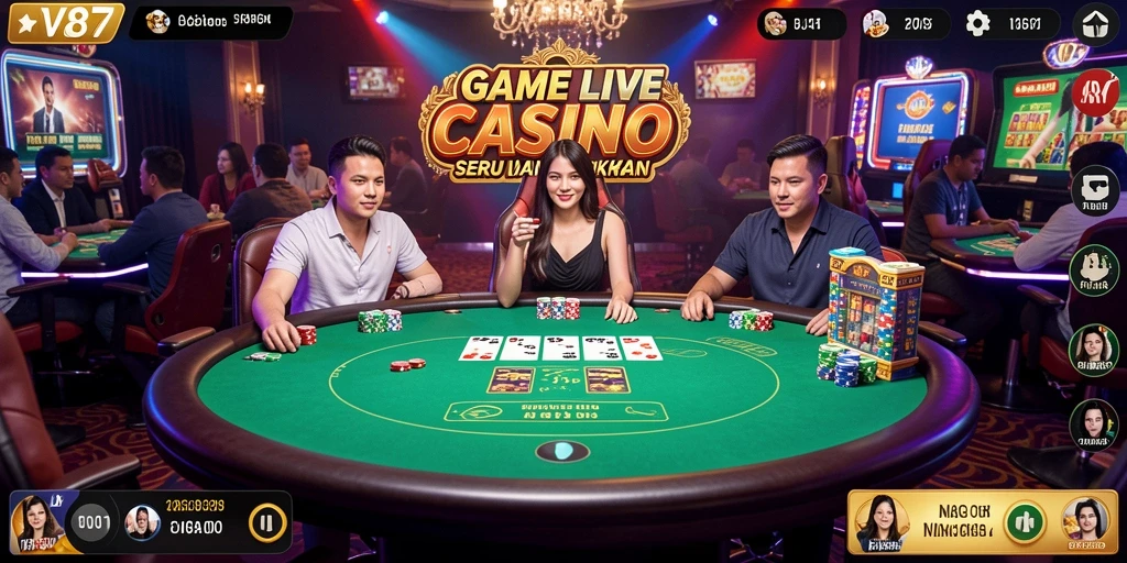 Tampilan gameplay Live Casino yang mendebarkan di V87.