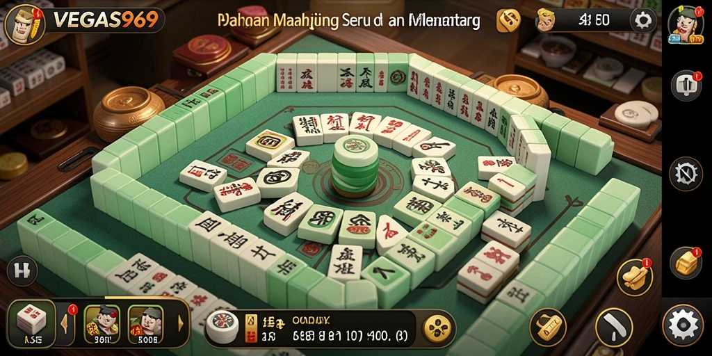 Tampilan gameplay seru dari VEGAS969 dengan ubin Mahjong.